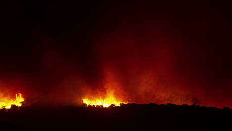 wildfire in gibraltar, spain - nighttime glowing time lapse