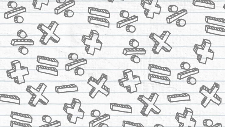 Teleskopikon mod matematiske symboler på hvidt linjeret papir