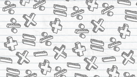 icono del telescopio contra símbolos matemáticos en papel de línea blanca
