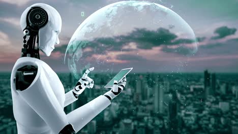 futuristische robot kunstmatige intelligentie huminoïde ai programmering codering