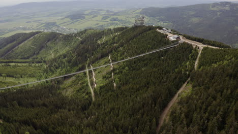 world's longest suspension footbridge in dolní morava, czechia,drone