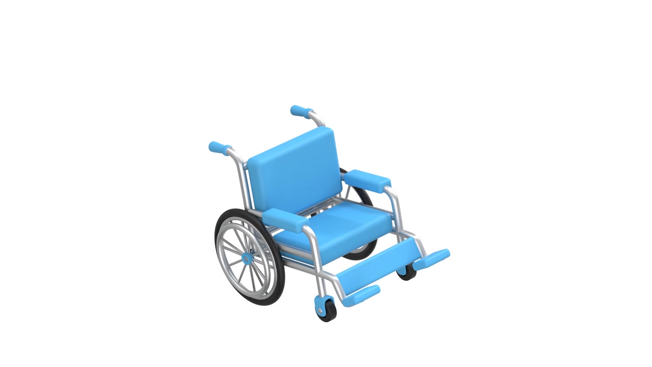 3D Render of a Blue Medical Wheelchair on White Background