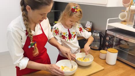 mother and daughter baking together