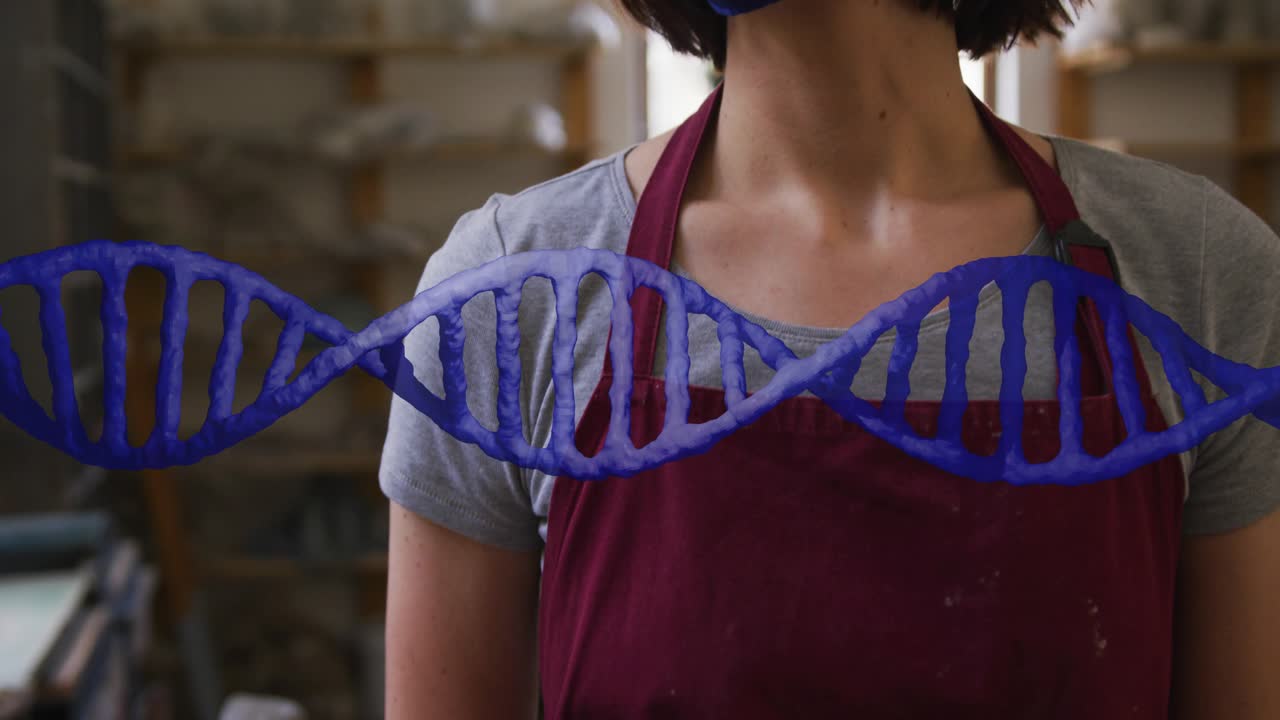 Artist in studio, color helix sweeping across face, causing head-turns and blinks to observe colors