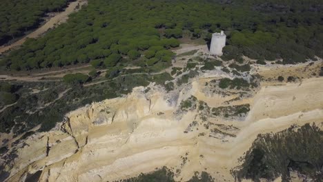 Luftaufnahme-Eines-Leuchtturms-Oben-Auf-Einer-Klippe-An-Der-Mittelmeerküste-Spaniens