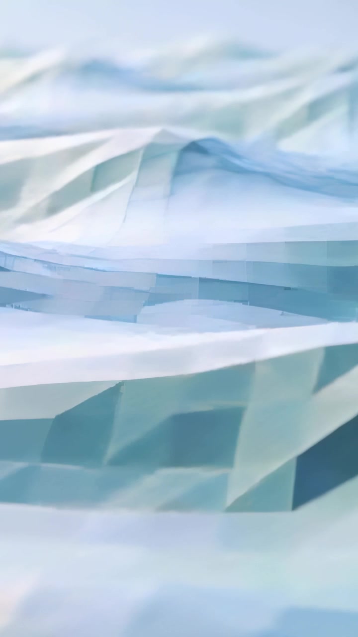 Vertical video: Shifting viewpoint revealing main low-poly ridge in seascape showing layered facets