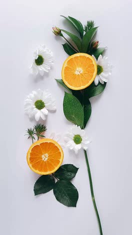 orange slices and daisies arrangement