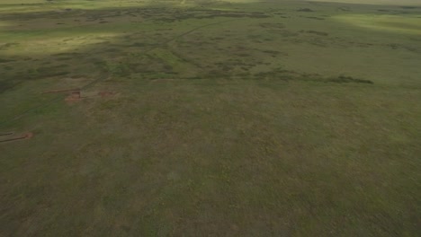 aerial view of a grassy plain with historical features