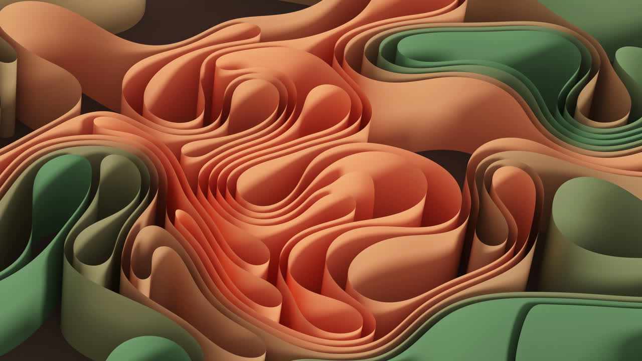 Curve the flow of the paper, 3d rendering.