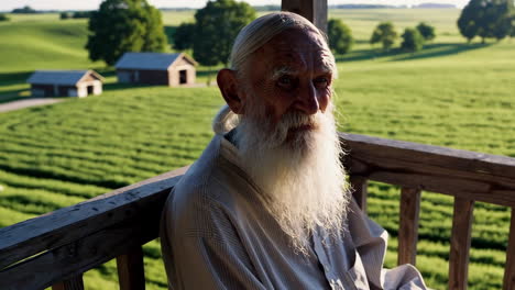 senior man on a farm porch