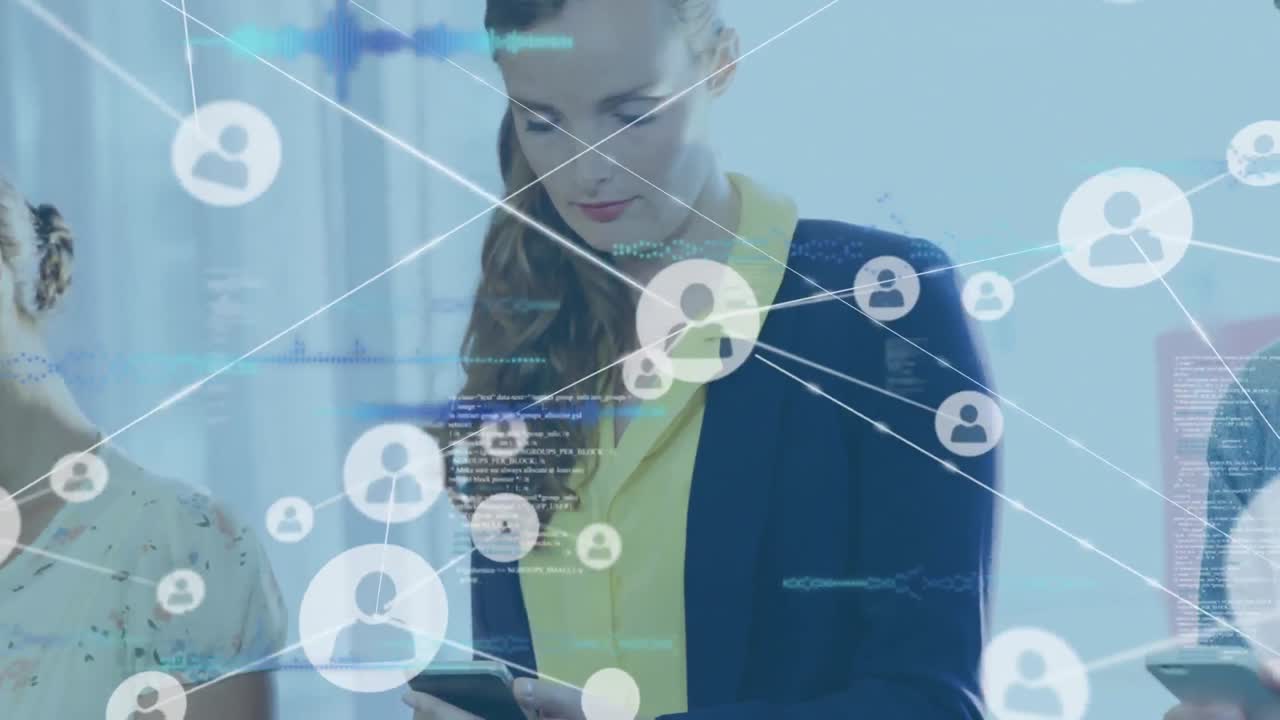 animación de la red de conexiones entre diversos empresarios