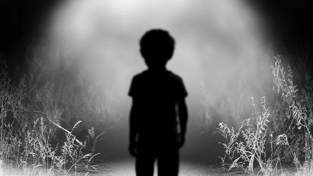 Child Silhouette in a Foggy Field