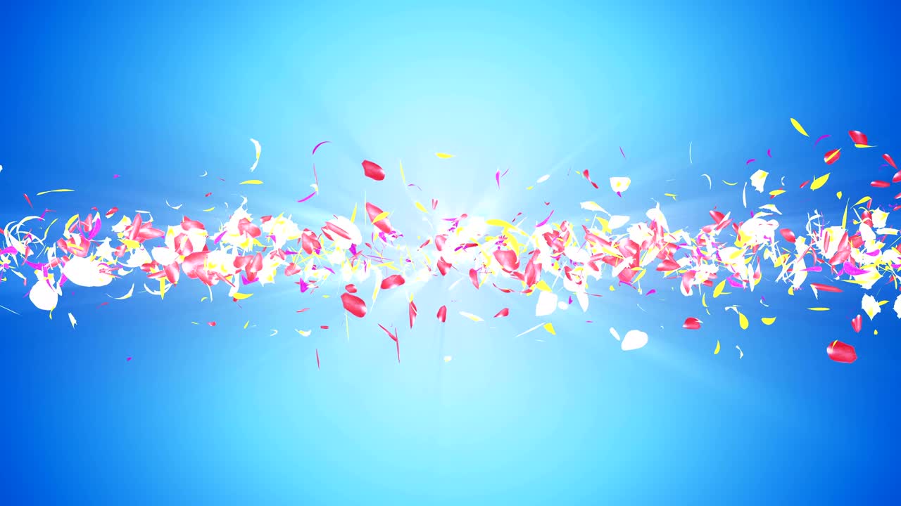 화려한 잎자루, 나선형 반이는 꽃잎, 꽃 모양, 예쁜 춤추는 꽃잎, 회전하는 꽃잎에서 소용돌이, 추상적인 루프 애니메이션.