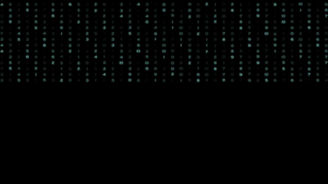 Black background with numbers data in 4k video.