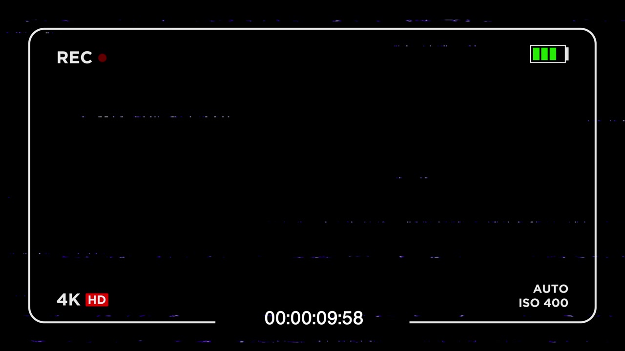 Camera Recording Screen Overlay with Glitch and Static Effects