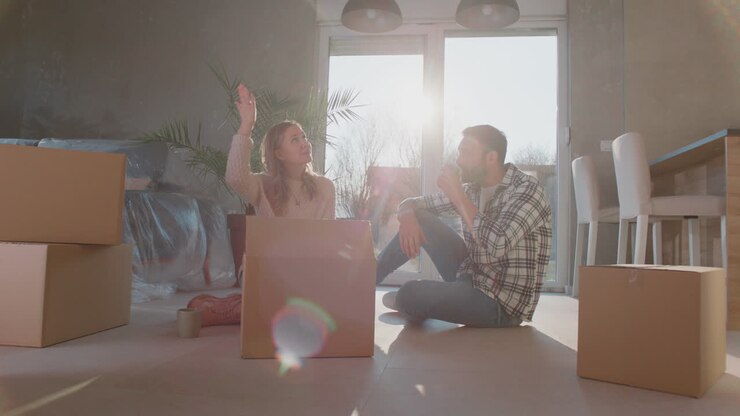 la pareja tiene sus cajas de parto.