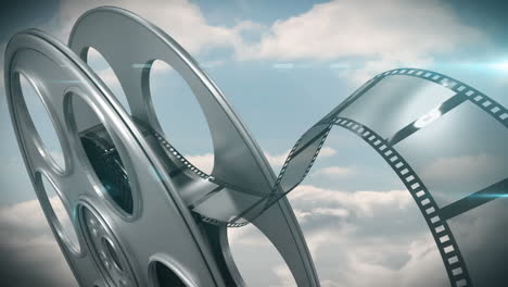 film reel against sky background