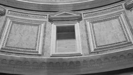 close up detail of the interior of the pantheon with sunken panels in monochrome