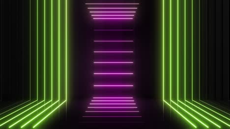 neon purple and green corridor