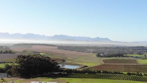 drone footage of meerdandal vineyard farm in cape town