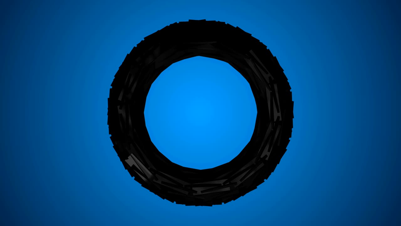 블랙 프랙탈 토러스 (black fractal torus rotating seamless loop) - 파란색 바탕에 4k 애니메이션 영상