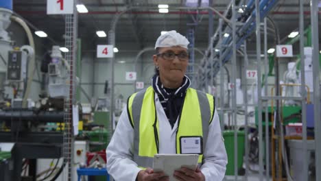 Warehouse-female-worker-working--