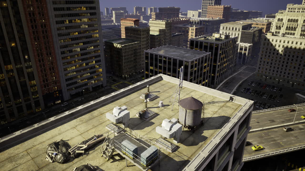 Exploring rooftop views of a bustling city skyline from a high vantage point