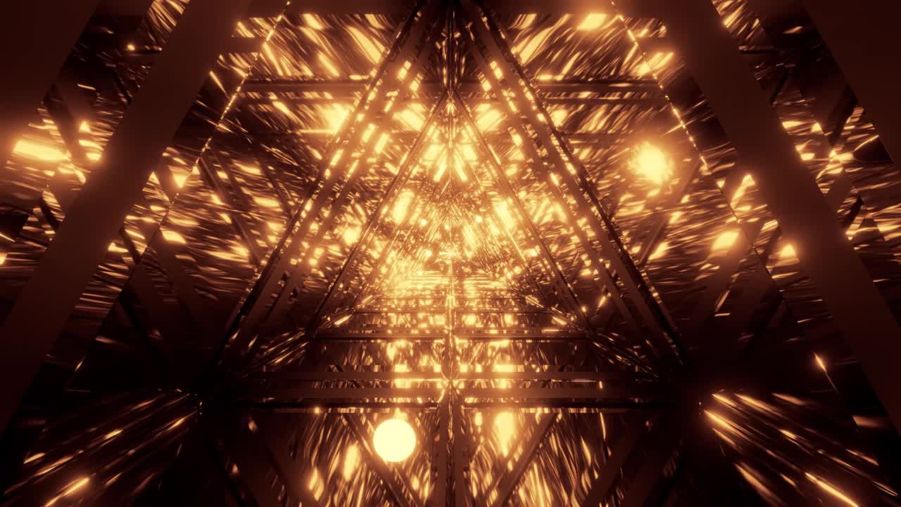 추상적인 은하 반사 삼각형 유리 터널 디자인, 날아가는 반이는 구, 입자, 3d 일러스트레이션, 라이브 벽화, 모션 배경, 클럽 비주얼, vj 루프