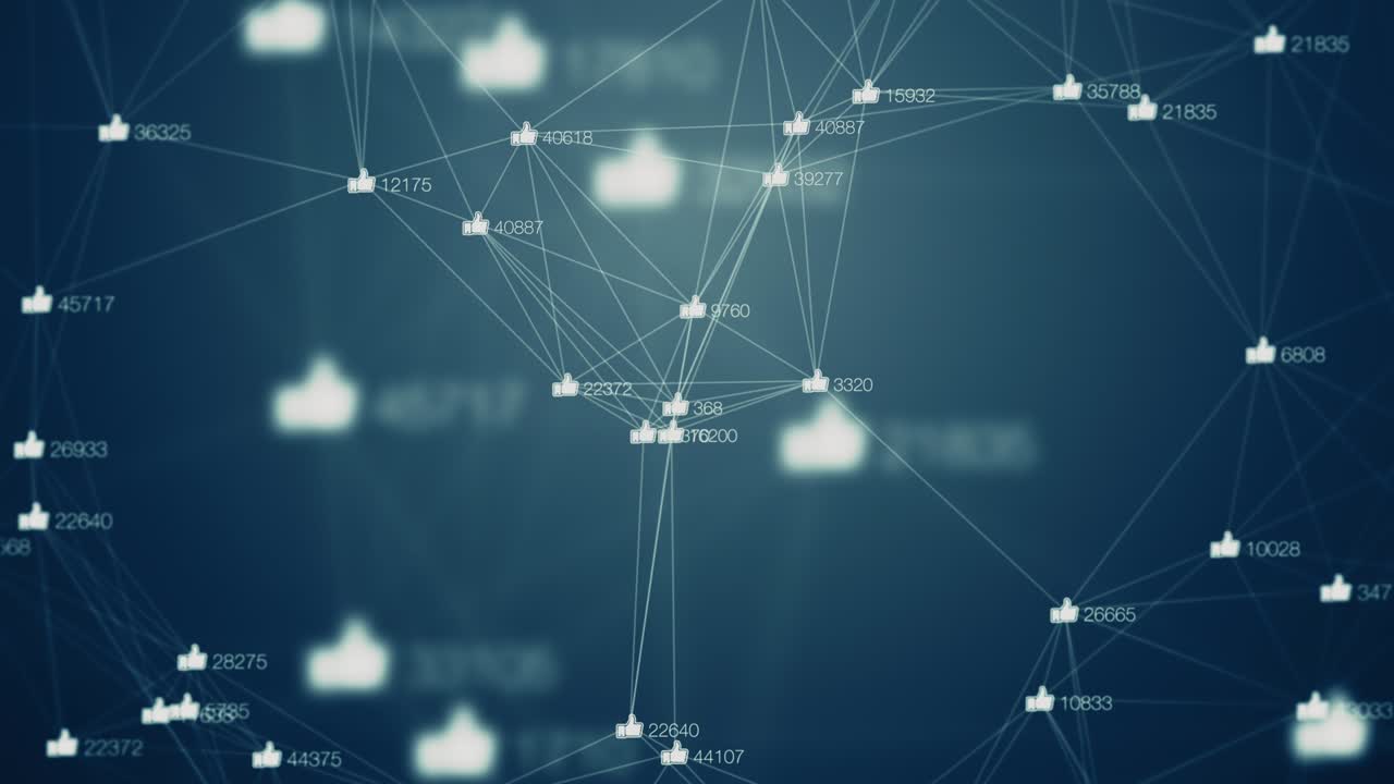 muchas conexiones entre los iconos parecen un botón como y el número creciente de gustos