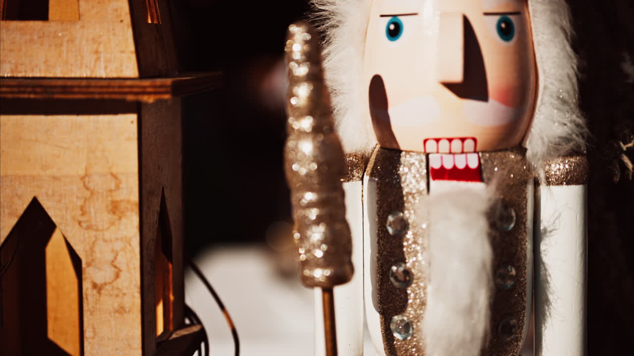 White and beige Christmas decorations at the Cannes Christmas Market