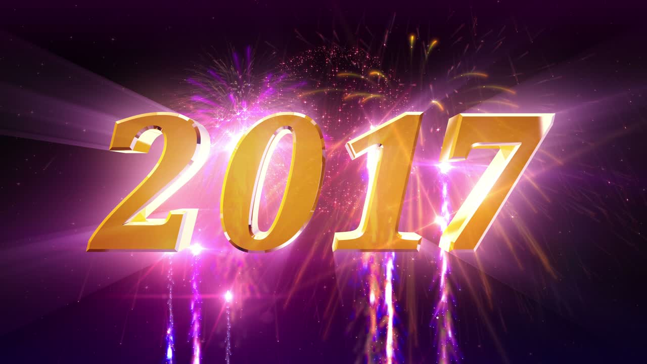 4k: animación del año nuevo 2017 en 4k