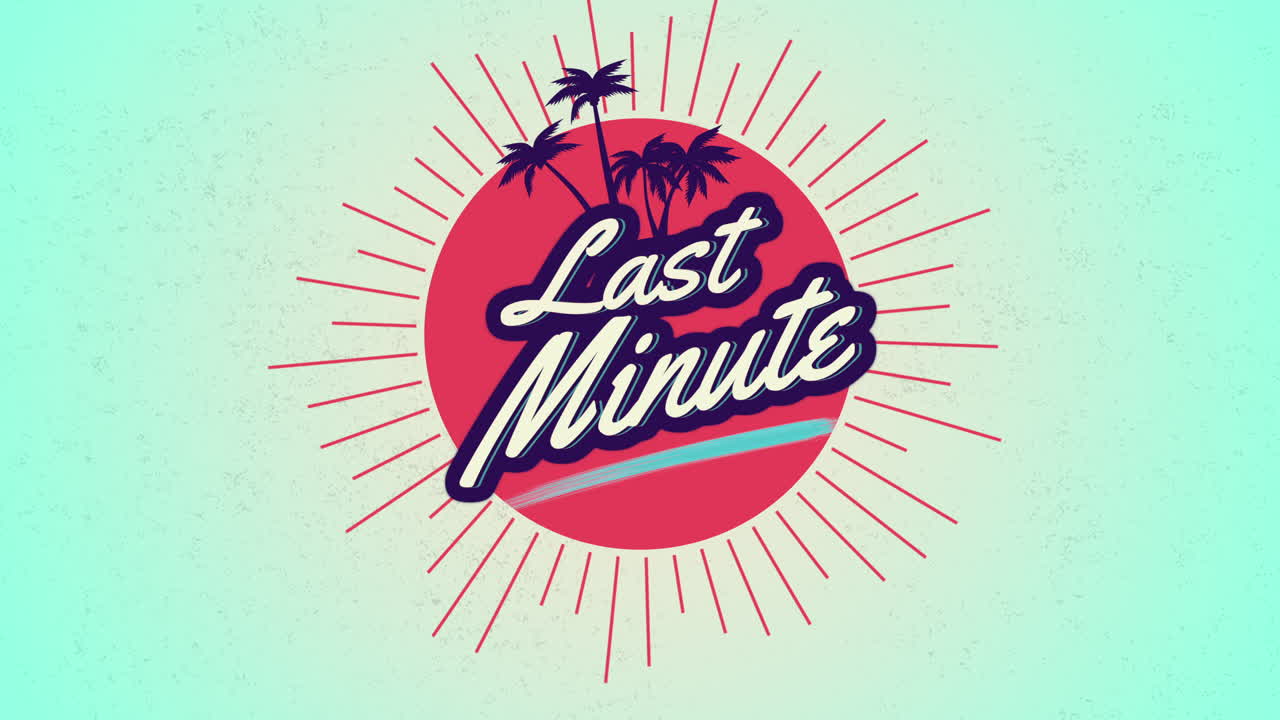 그루지 텍스처에 붉은 태양과 손바닥이 있는 마지막 순간