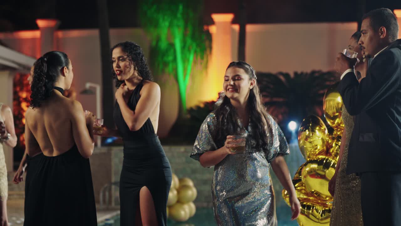 People Enjoying an Upscale Evening Event