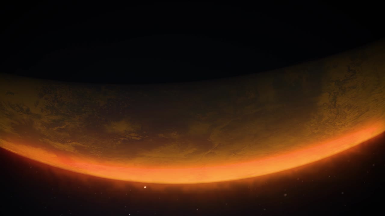 Nasa style footage flying across the surface of Mars. Satellite footage of planet Mars rotating slowly. Clip contains, mars, stars, space. High quality professional 3D animation.