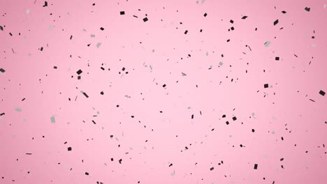 animation of burning antique document over confetti falling on pink background