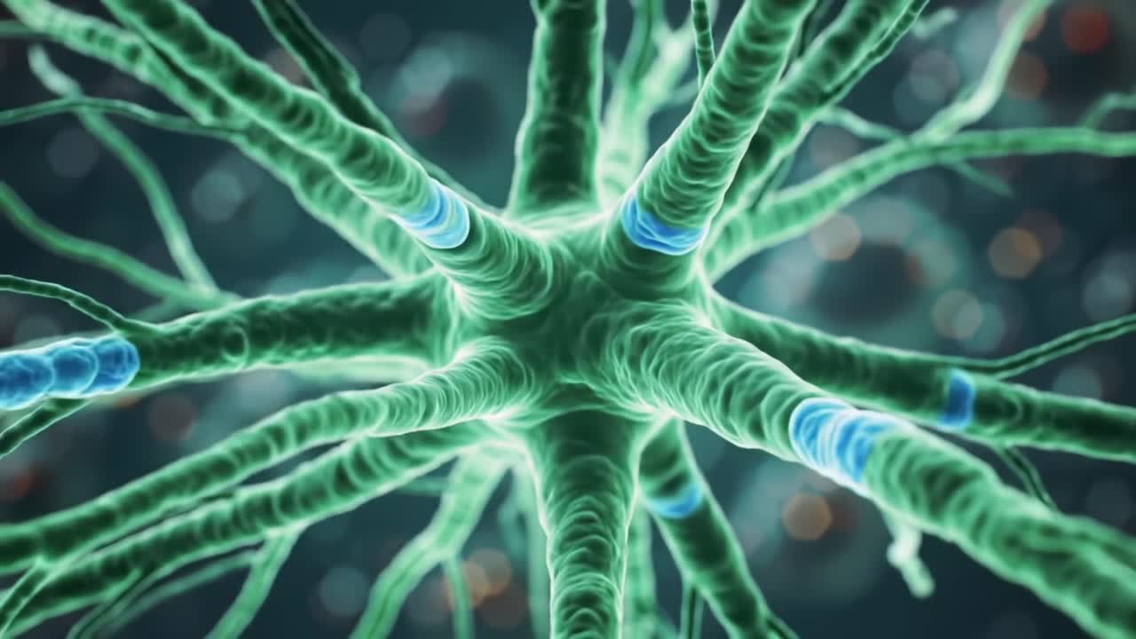 Detailed 3D Visualization of Neurons and Their Network Interconnections, Illustrating the Complexity of Neural Connections and Synaptic Activity Within the Nervous System
