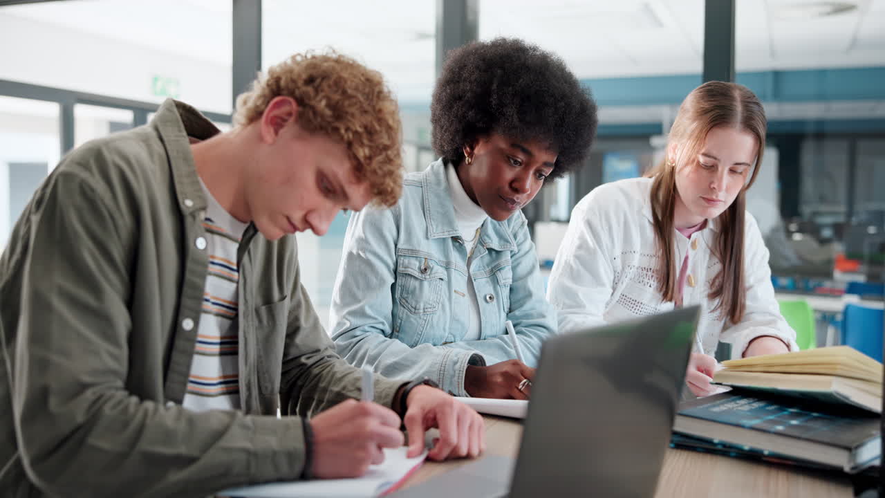 estudiantes que estudian en una biblioteca