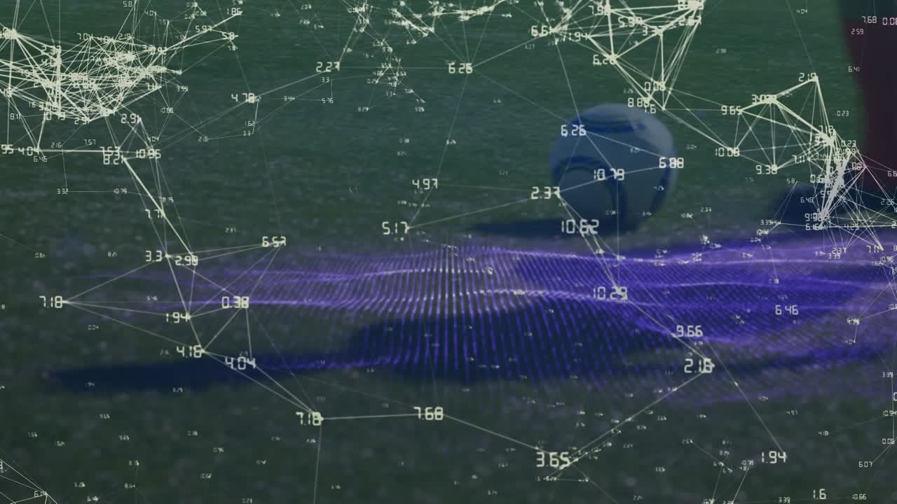 Animation of network of connections with icons over caucasian man wearing vr headset