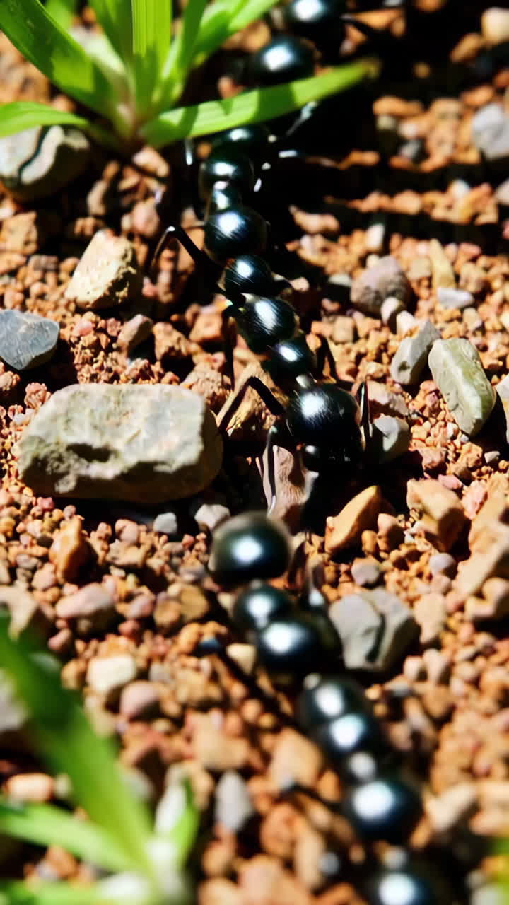 Ants Walking in a Line on Ground