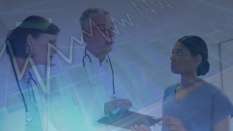 animation of data processing over diverse doctors talking