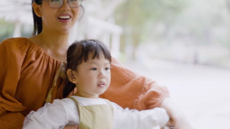 mother and child in a train