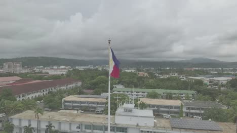 the philippine flag features horizontal stripes with vibrant colors, a central emblem or symbol that represents the nation or entity, and a simple yet impactful design that conveys unity and identity.
