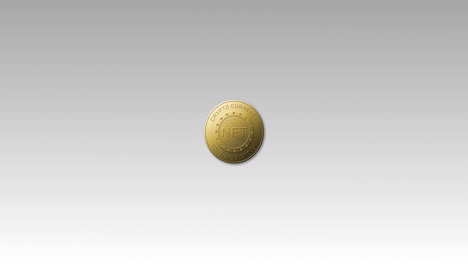 animación de una moneda nft dorada girando sobre un fondo gris