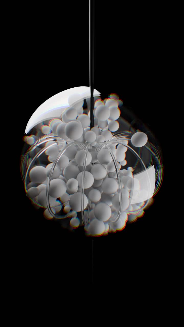 esfera de vidrio abstracta con bolas blancas