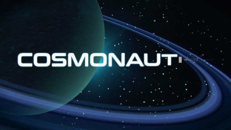 Cosmonautics Day with planet and stars field in galaxy