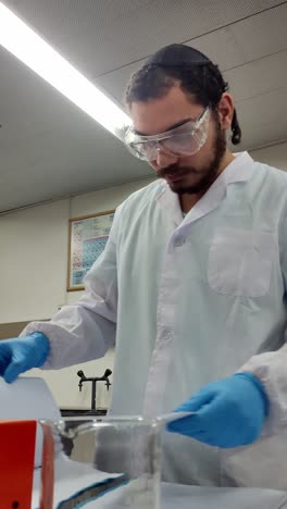 professional lab scene with notes and equipment
