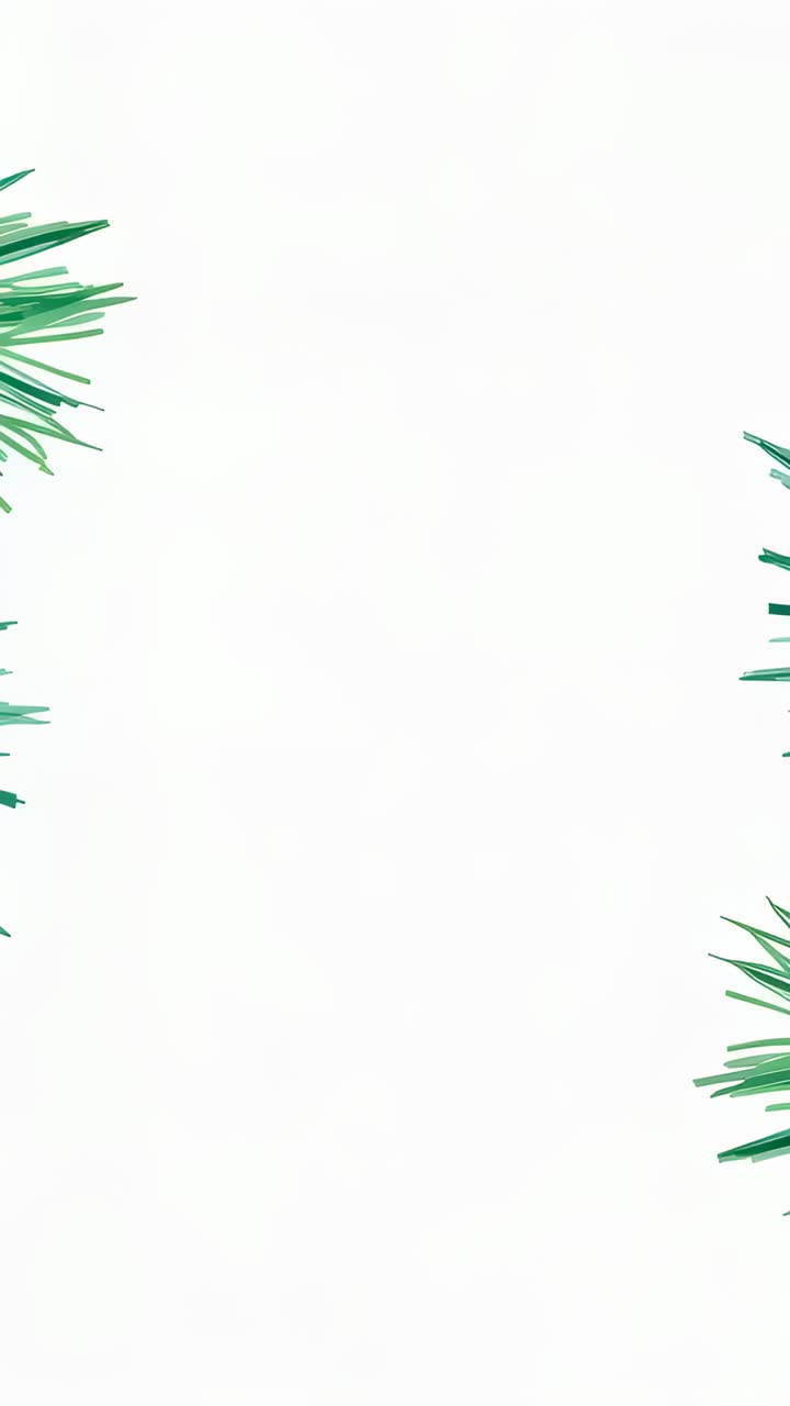 Vertical video: Revealing tall white panel as stylized foliage moving inward on timer start on card