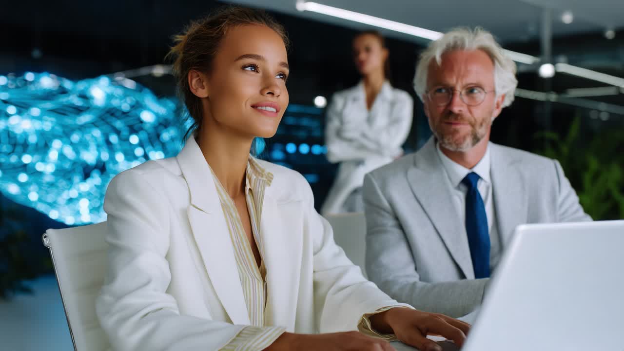 Business professionals collaborating in a modern office setting