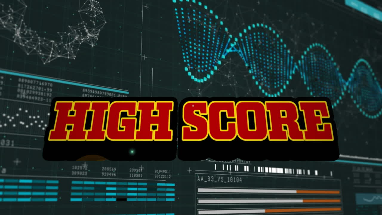 Animation of high score text over digital interface