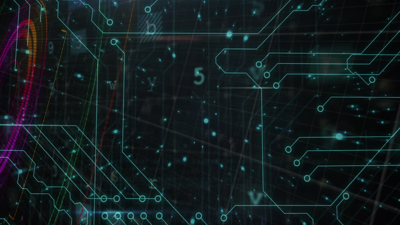 Animation of data processing over black background